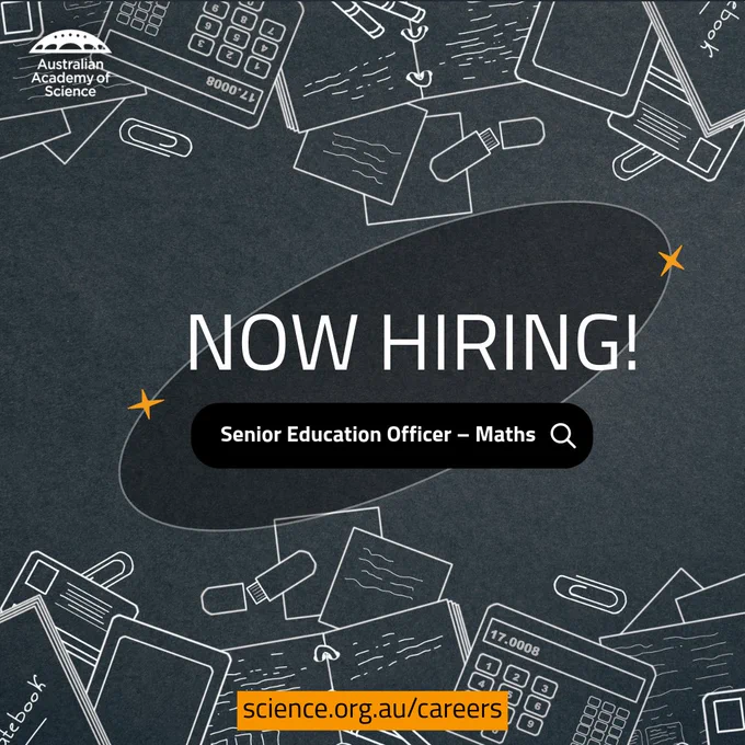 A banner reads 'Now Hiring - Senior Education Officer - Maths' on a illustrated blackboard.