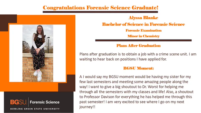 Student Alyssa sitting on brick wall. Shout out to professors and BGSU moment of having sister here.