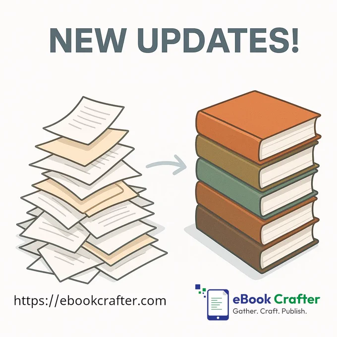 Image showing scattered papers on the left and polished books on the right. This is a reference to the core objective of the eBook Crafter plugin, which helps publishers convert WordPress posts into eBooks with ease.