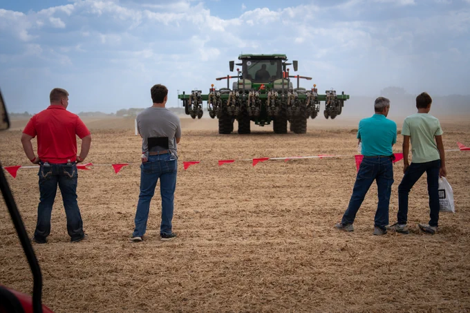 Farm Science Review attendees watching a field demonstration.