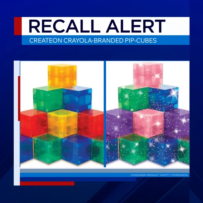 Recall alert: Createon Crayola-branded pip cubes