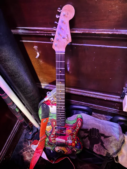 DJ Booth hand painted Strat. Artist's grind