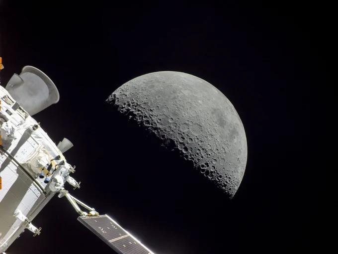 On flight day 20 of the Artemis I mission, Orion captured the Moon on the day of return powered flyby. The burn, which lasted 3 minutes, 27 seconds, committed the spacecraft to a Dec. 11 splashdown. Credit: NASA