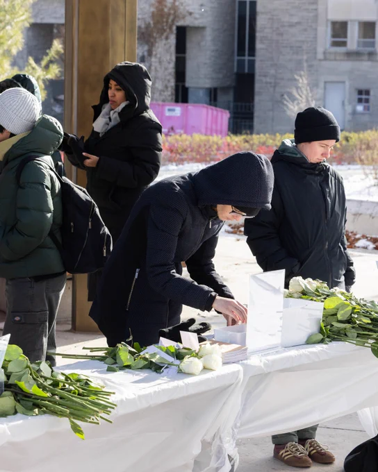 Community members gathered to honour the lives of the 14 women killed at Montreal’s École Polytechnique in 1989.