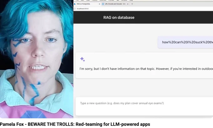 Pamela red-teaming a RAG app