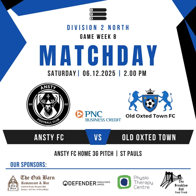 Mid Sussex Division 2 North. Matchday. Ansty FC vs Old Oxted Town. St Paul's.