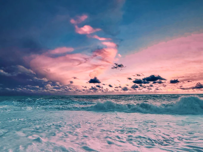 Photograph of a recent Winter Sunset over the English Channel. Seaford, East Sussex.