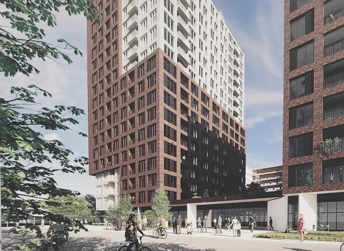 Image du projet de construction imaginé par Mondev, Hillpark Capital et la firme architecturale ACDF. Photo : Mondev, Hillpark Capital et ACDF.