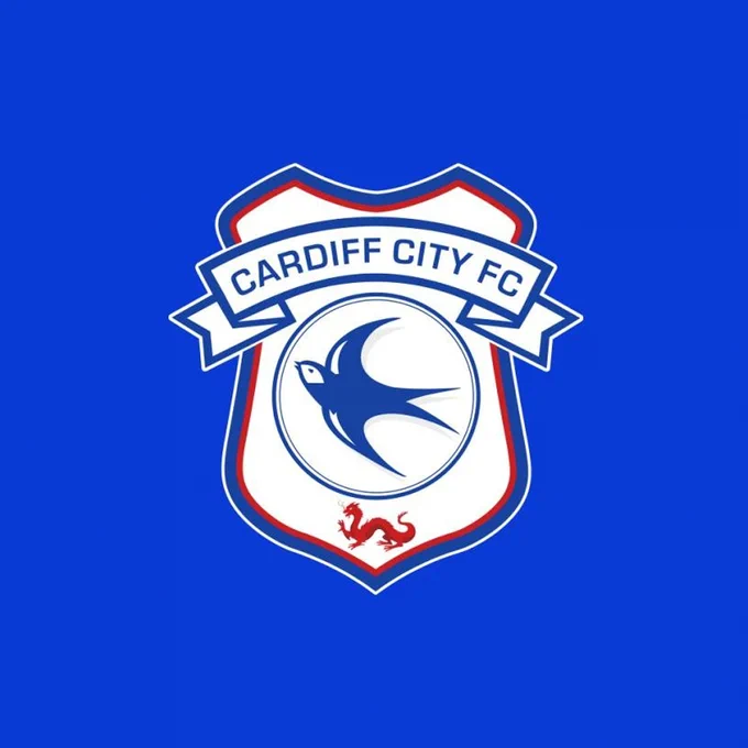The Cardiff City FC crest, pictured, on a blue background.