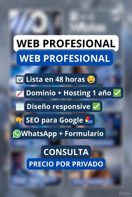 🏆 ¿Necesitas una página #web profesional para #negocio o #emprendimiento?
Te entrego tu sitio web 100% listo en solo 48 horas 

Incluye:
✔️ Dominio .com / .cl / .ar / .gt (tú eliges)
✔️ Hosting rápido y seguro por 1 año
✔️ Diseño moderno y responsive (se ve perfecto en celular y PC)
✔️ Optimización SEO básica (para que te encuentren en Google)
✔️ Formulario de contacto   WhatsApp flotante
✔️ Certificado SSL (candado de seguridad)
🎯 Ideal para #emprendedores, #pymes, profesionales independientes, tiendas #Online  básicas, landing pages, etc.
Al mejor precio y entrega ultrarrápida 48 horas y está tu sitio en línea