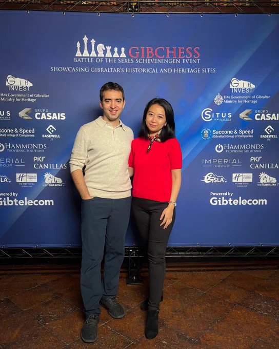Eric Rosen, Irene Sukandar, Gibraltar Battle of the Sexes Closing Ceremony, 3 February 2022 (photo Irene Sukandar)