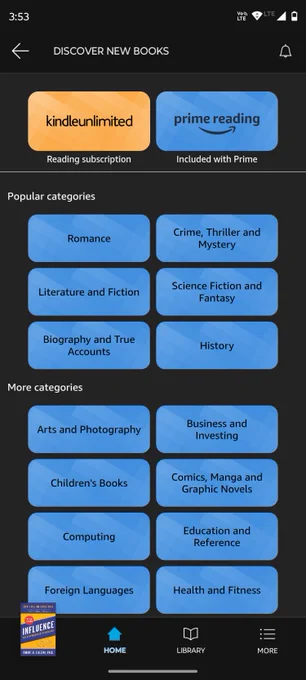 Old amazon Kindle Discover new book page design