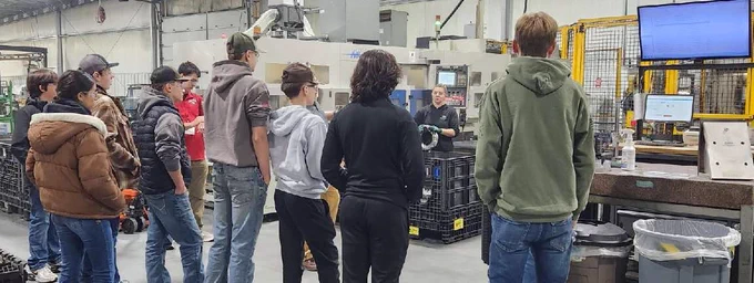 Student Tour CNC Machine Shop Clutch Housing Cell
