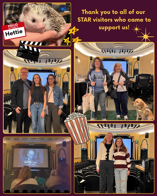 A collage of photos showcasing the guests and volunteers at the HAFF Time Show, as well as Hettie, our resident AHA! hedgehog mascot! Top right corner writes: "Thank you to all of our STAR visitors who came to support us!"