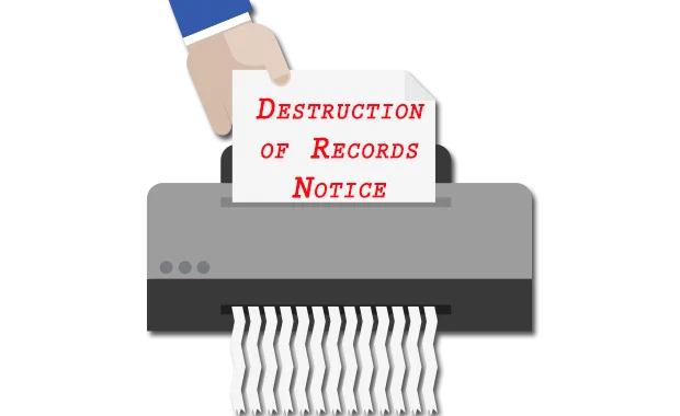 destruction of records notice