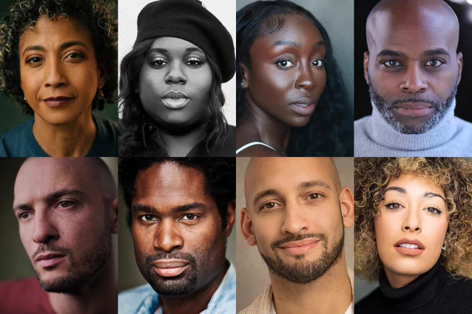 A photo showing eight headshots of performers adopting neutral expressions 