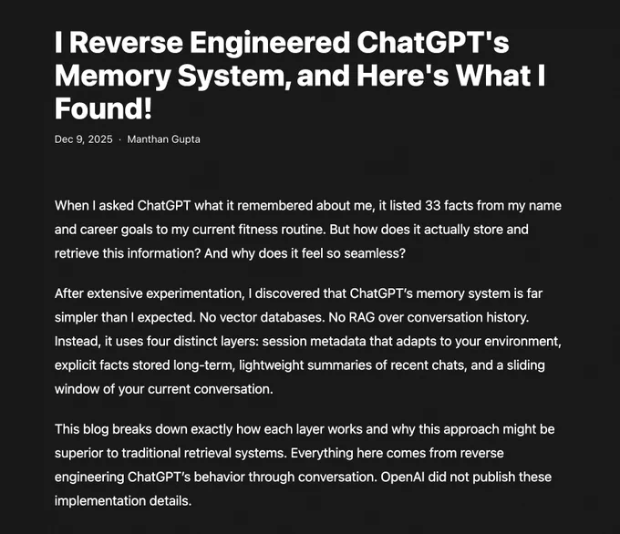 A blog on how chatgpt's memory works
