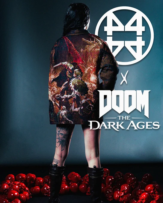 Image of model wearing 4444 x DOOM: The Dark Ages Jacket.