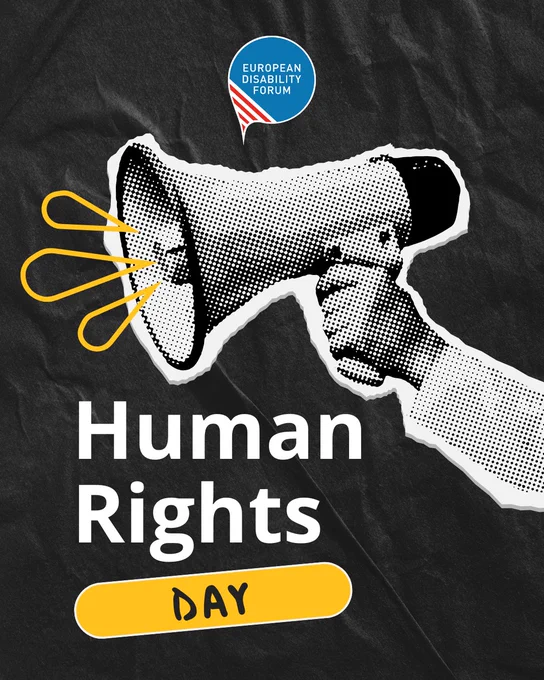 a hand holding a speaker with the text: Human Rights Day