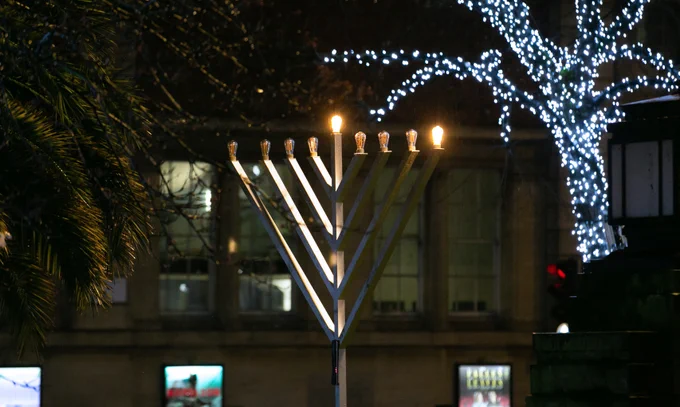 Menorah outside Hackney Town Hall