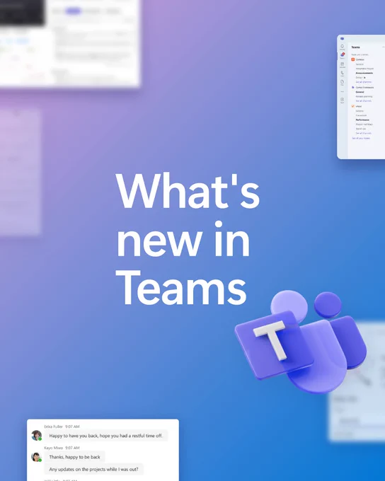 Text reads, "What's new in Teams"