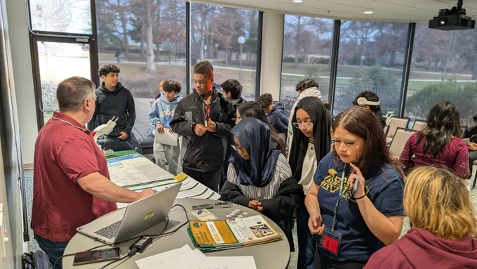 Students visiting a science lab