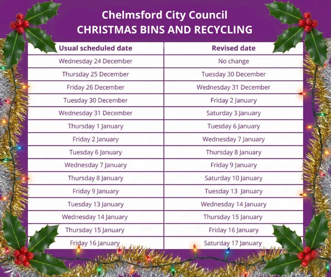Revised dates:

Wednesday 24 December > No change!

Thursday 25 December > Tuesday 30 December

Friday 26 December > Wednesday 31 December

Tuesday 30 December > Friday 2 January

Wednesday 31 December > Saturday 3 January

Thursday 1 January > Tuesday 6 January 

Friday 2 January > Wednesday 7 January 

Tuesday 6 January > Thursday 8 January 

Wednesday 7 January > Friday 9 January 

Thursday 8 January > Saturday 10 January 

Friday 9 January > Tuesday 13 January 

Tuesday 13 January > Wednesday 14 January 

Wednesday 14 January > Thursday 15 January 

Thursday 15 January > Friday 16 January 

Friday 16 January > Saturday 17 January
