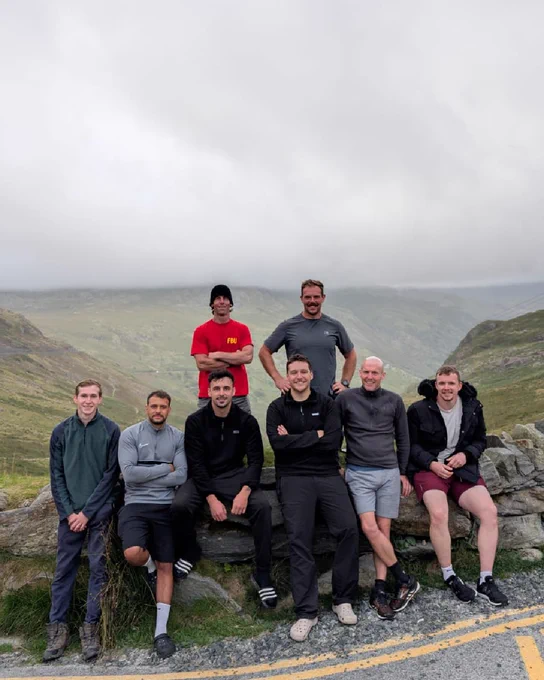 Firefighters completing the three peak challenge