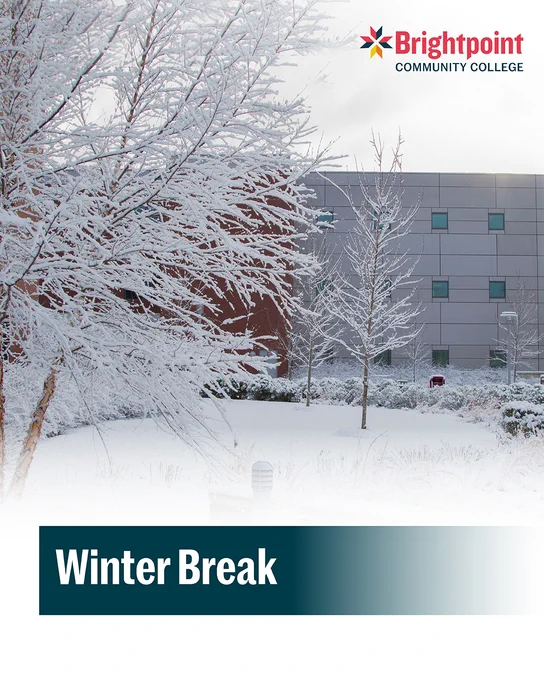 "Winter Break" appears in bold below an image of a Brightpoint campus during winter.
