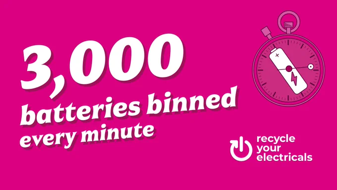 3,000 batteries are binned every minute.