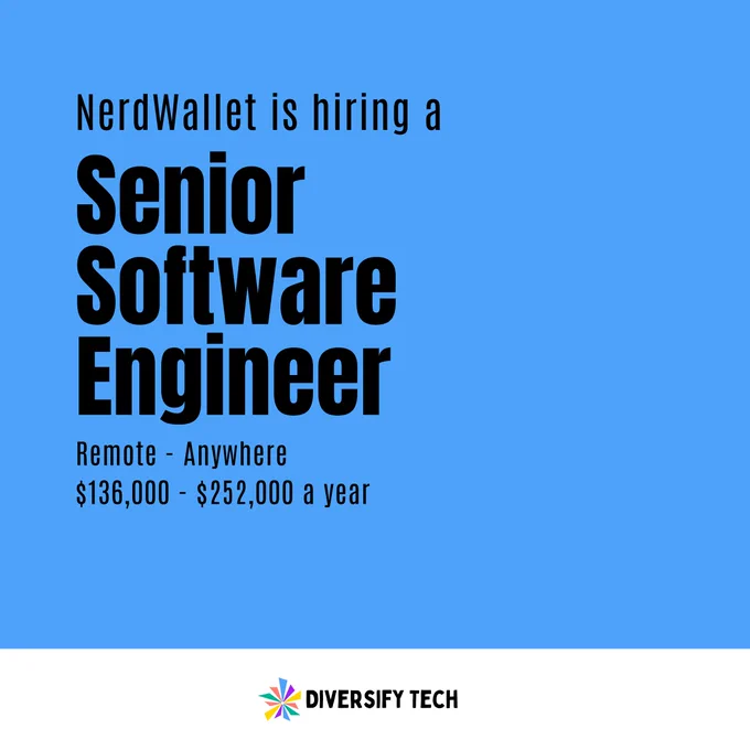 NerdWallet is hiring a Senior Software Engineer
Remote - Anywhere
$136,000 - $252,000 a year