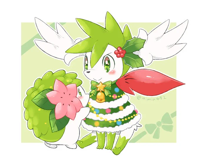 シェイミ　ポケモンイラスト　クリスマス