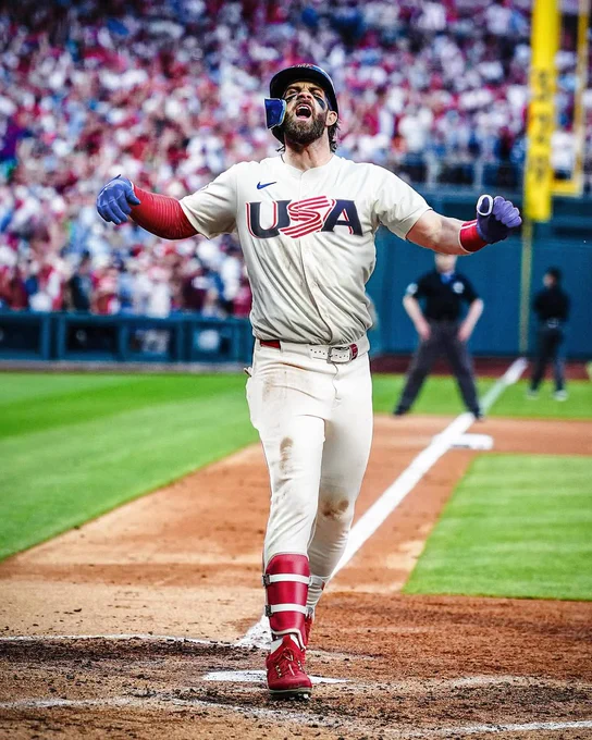 Photo of Bryce Harper in a Team USA jersey. Photograph taken from Bryce Harper’s instagram