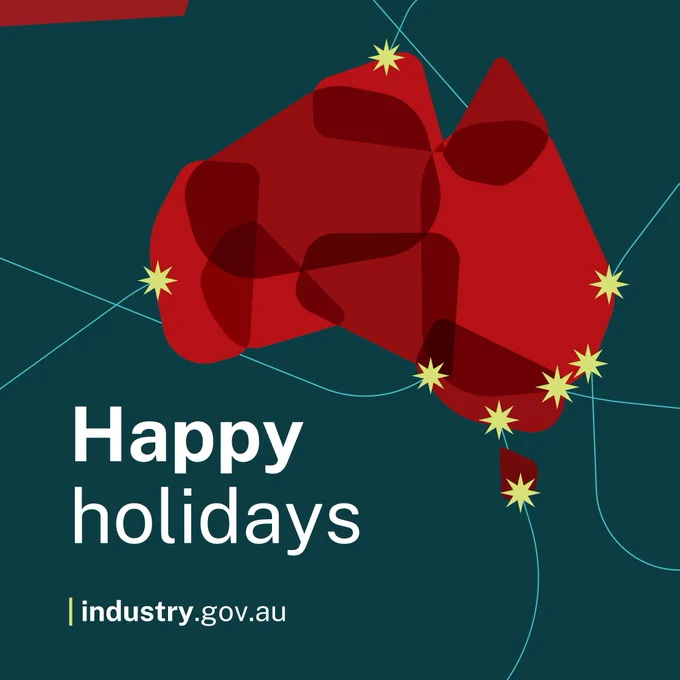 Text reads ‘Happy holidays’ industry.gov.au.au