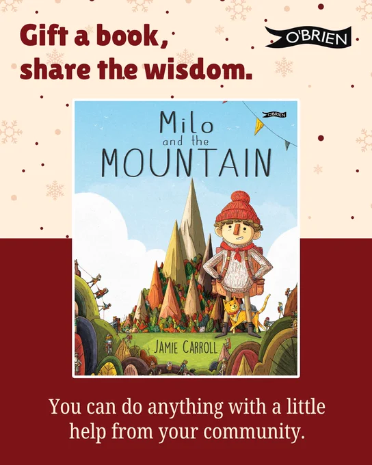 Book cover on red and cream background