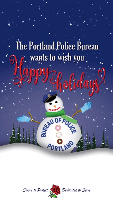 A snowman helping PPB wish everyone Happy Holidays
