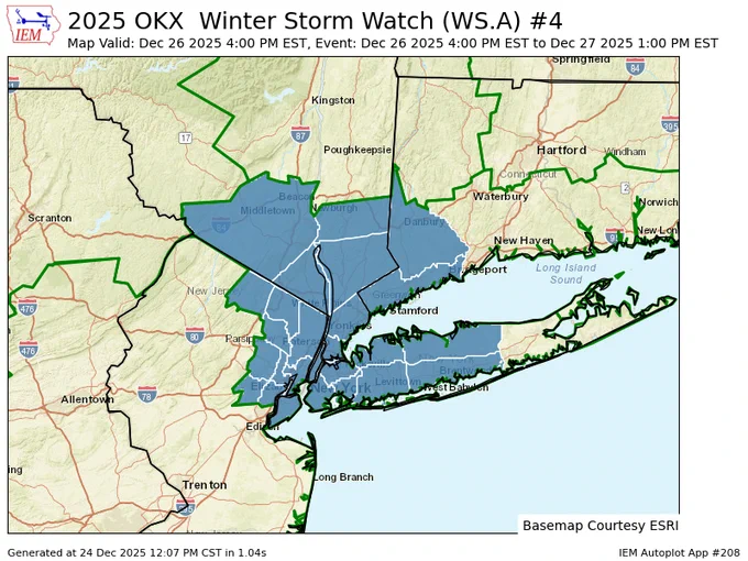 Winter storm watch map