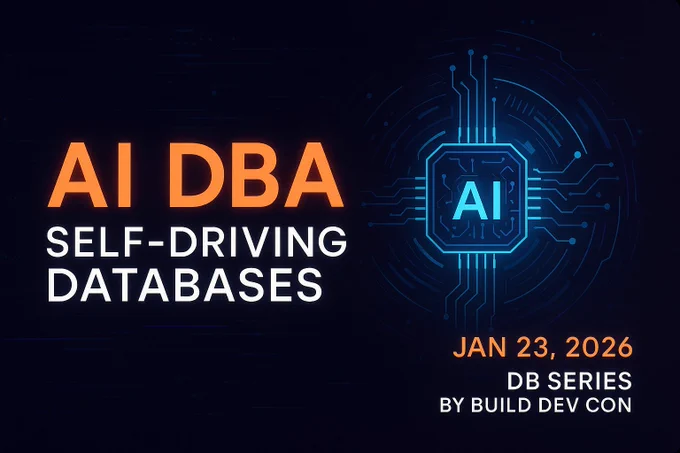 AI DBA: Self-Driving Databases 
The Future of Database Operations
Free Online Conference • Jan 23, 2026

Register here:
https://buildevcon.com/register?utm_source=x&utm_medium=social&utm_campaign=ai_dba_jan23&utm_content=announcement

#AI #DBA
