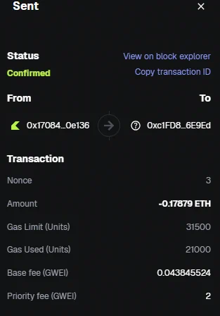 Screenshots from wallet for donations for FCancer
