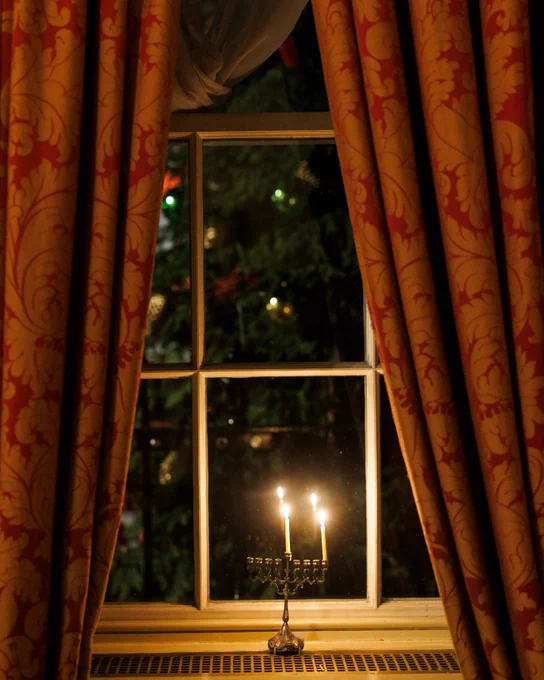 Prime Minister Keir Starmer and Victoria Starmer light a candle on the family Chanukiah and place it in the window of 10 Downing Street to mark the start of Chanukah.