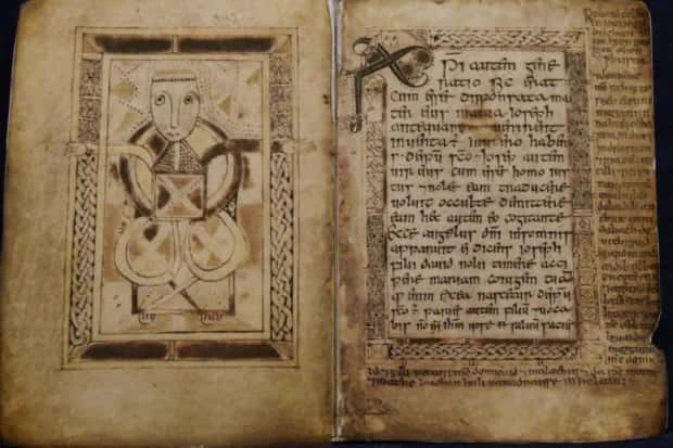 The Book of Deer, a pocket gospel-book, lying open.
