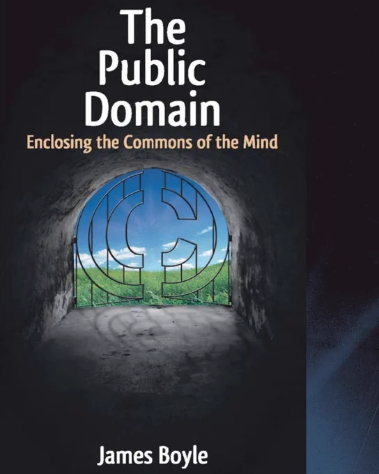 Promotional graphic for an online book talk about “The Public Domain” by James Boyle. The image includes the book cover.
