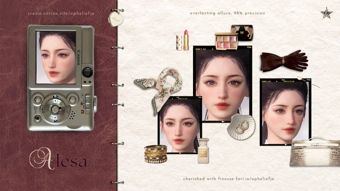 a timeless face card ♣️—echoing quiet sensuality. drawing inspiration from Monica Bellucci’s iconic features. adopting Alesa means experiencing a creative process rooted in classic glamour and cinematic depth 🎬