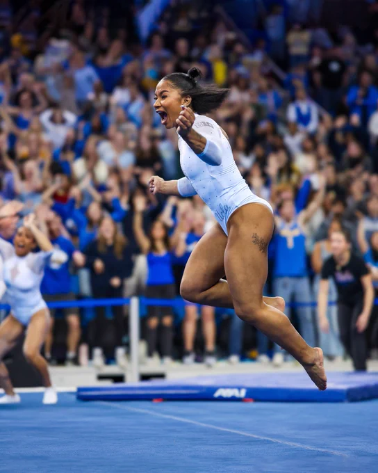 Jordan Chiles celebrates 