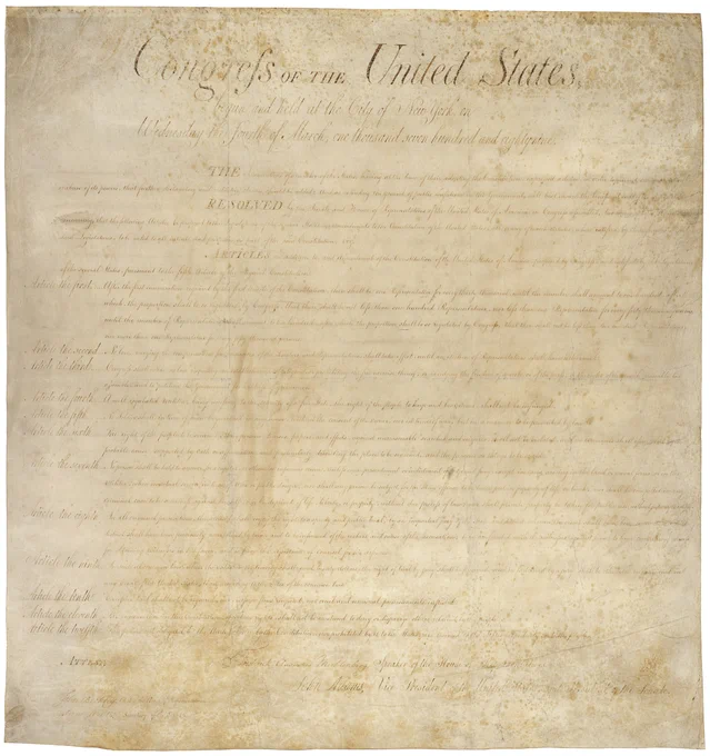 Bill of Rights, September 25, 1789. National Archives Identifier 1408042