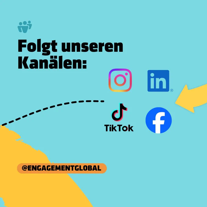 Das Bild zeigt Symbole für verschiedene Social-Media-Kanäle: Instagram, LinkedIn, TikTok und Facebook.