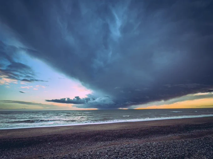 Stormy clouds over sea