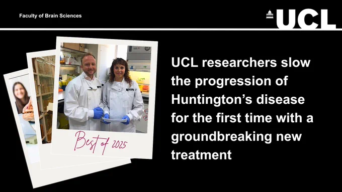 UCL researchers slow the progression of Huntington’s disease for the first time with a groundbreaking new treatment