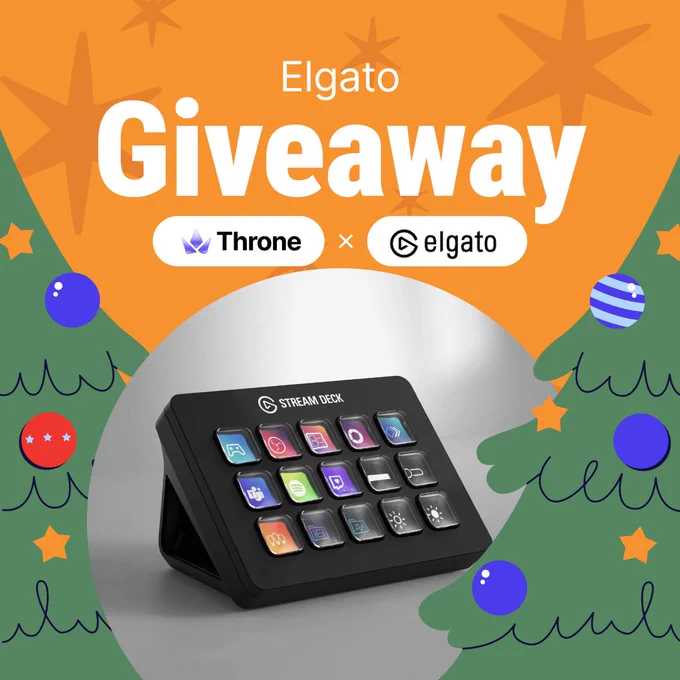 A Throne x Elgato Giveaway post announcing a giveaway of a Stream Deck to Throne users. 
