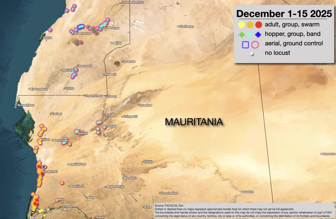 Map of current situation in Mauritania